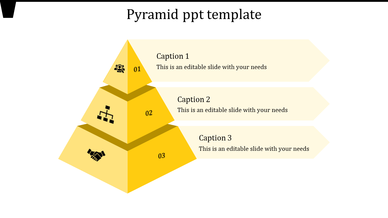 Effective Pyramid PPT Template With Three Nodes Slide
